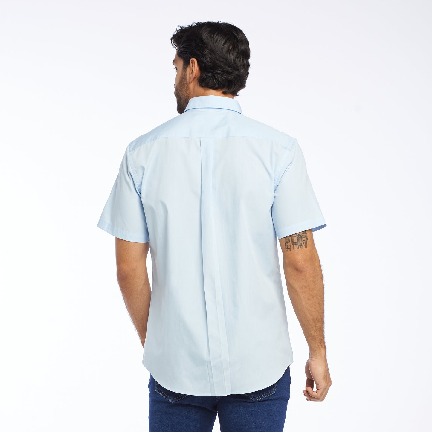 Camisa manga corta color azul medio