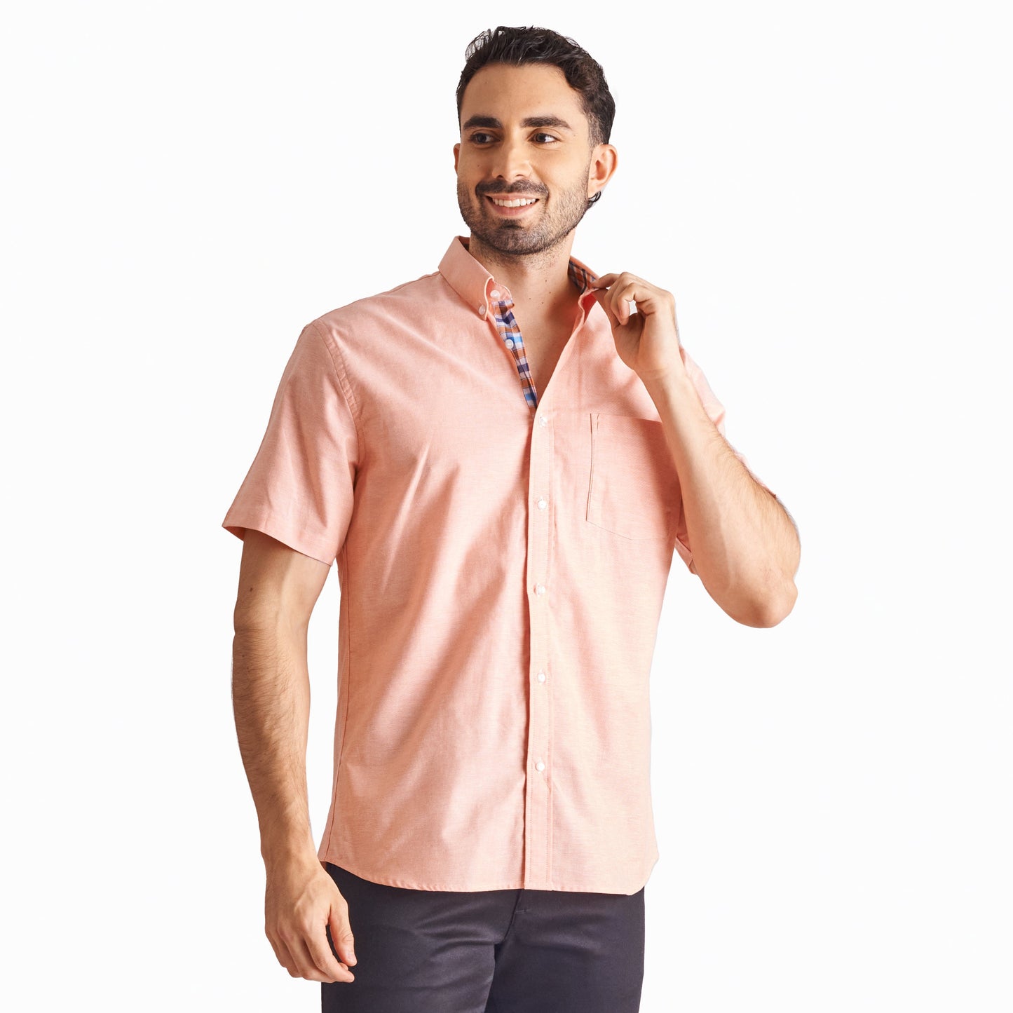 Camisa regular fit fondo entero color naranja