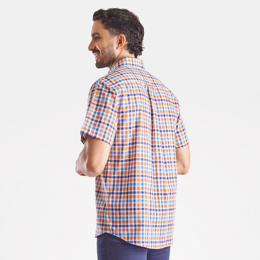 Camisa regular fit a cuadros color azul oscuro