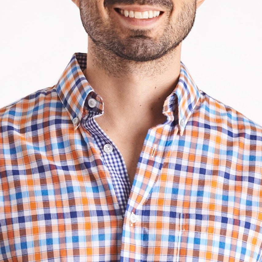 Camisa regular fit a cuadros color azul oscuro