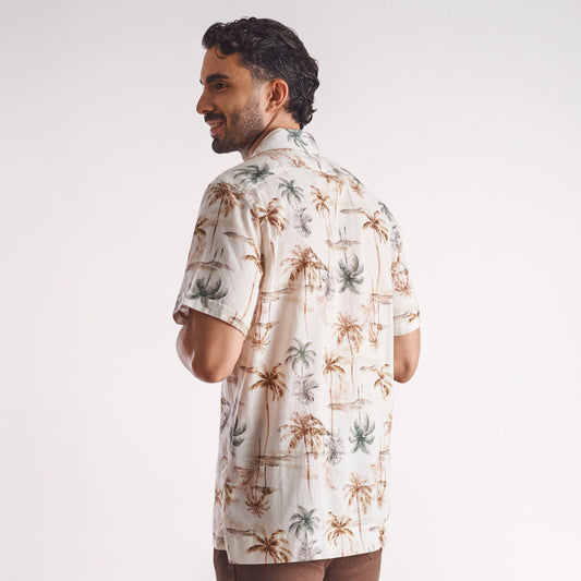 Camisa regular fit estampada color verde medio