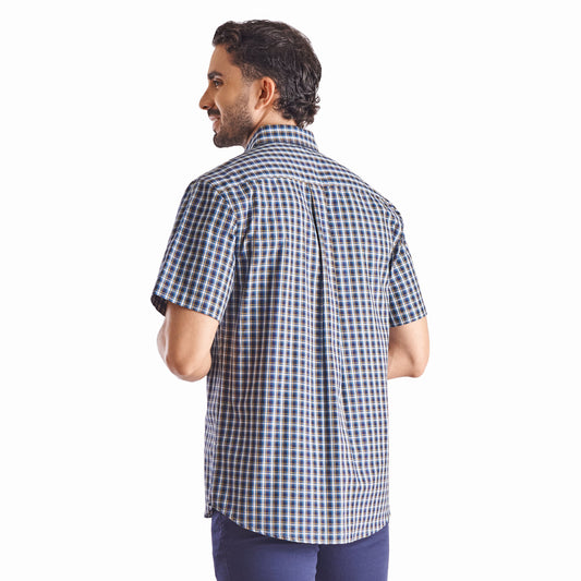 Camisa regular fit a cuadros color azul oscuro