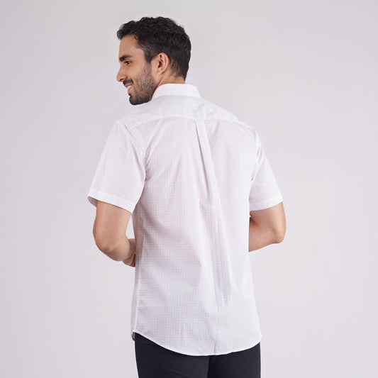 Camisa regular fit a cuadros color blanco