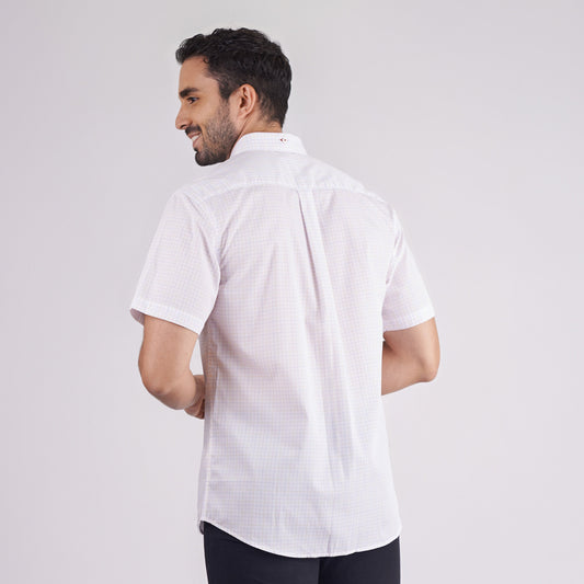 Camisa regular fit a cuadros color blanco