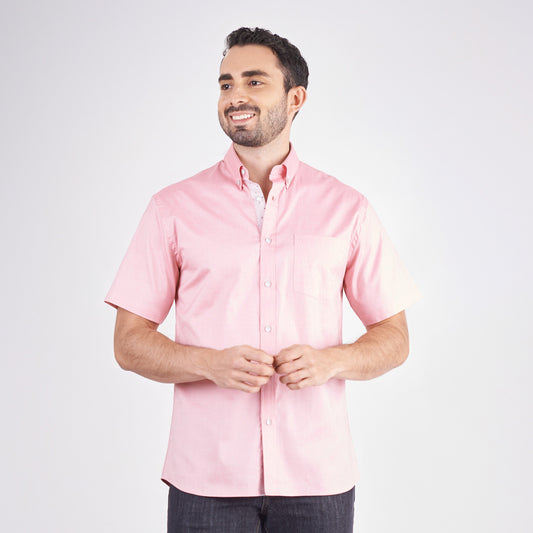 Camisa regular fit color salmón