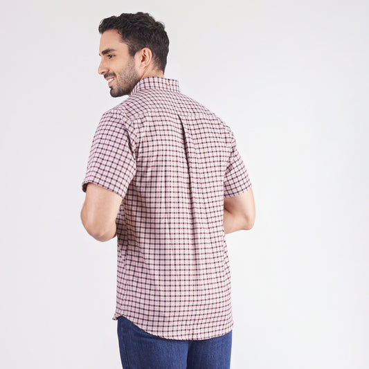 Camisa regular fit a cuadros color vinotinto