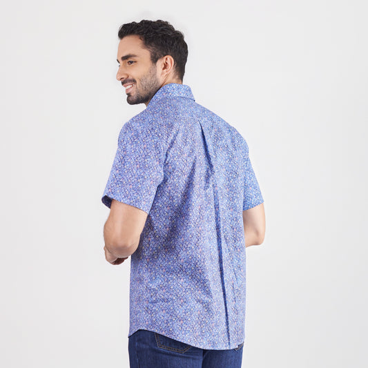 Camisa regular fit estampada color Azul