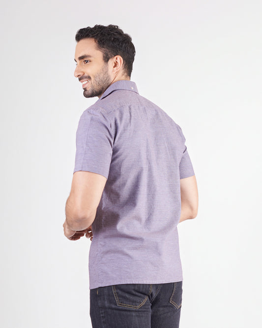 Camisa manga corta slim fit vinotinto