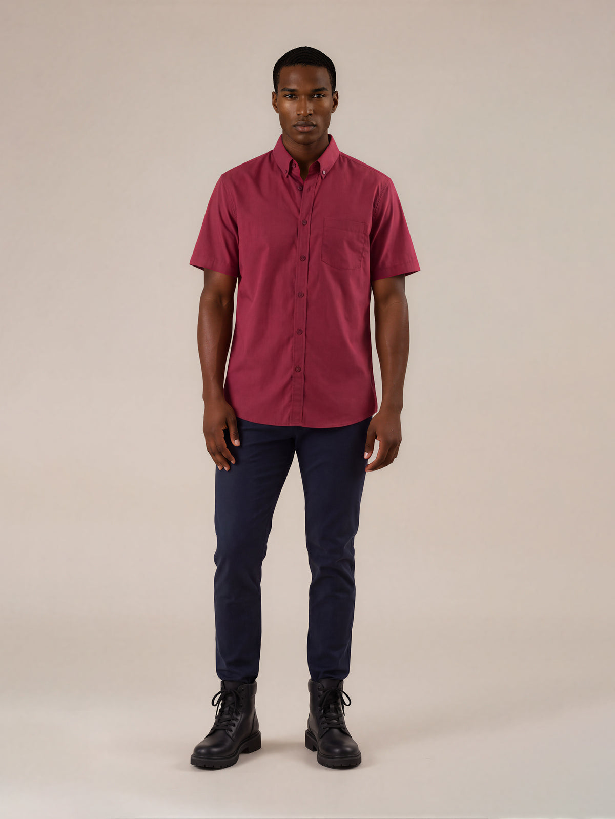Camisa manga corta vinotinto