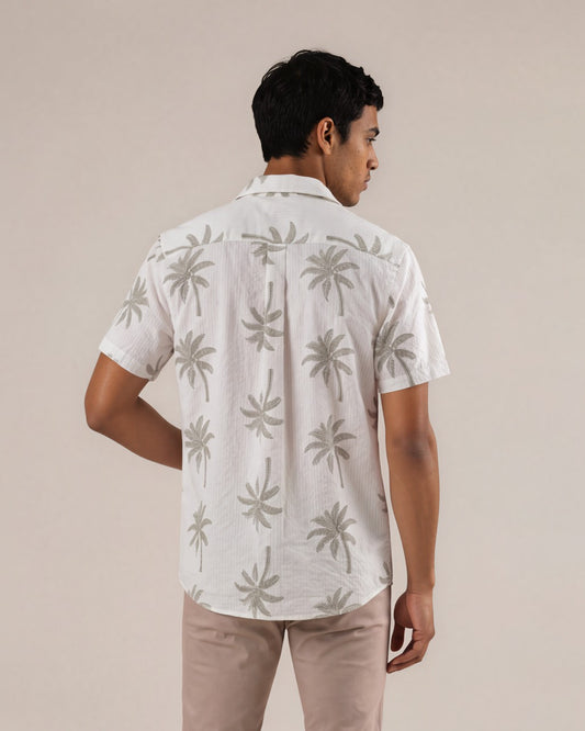 Camisa manga corta blanco estampada