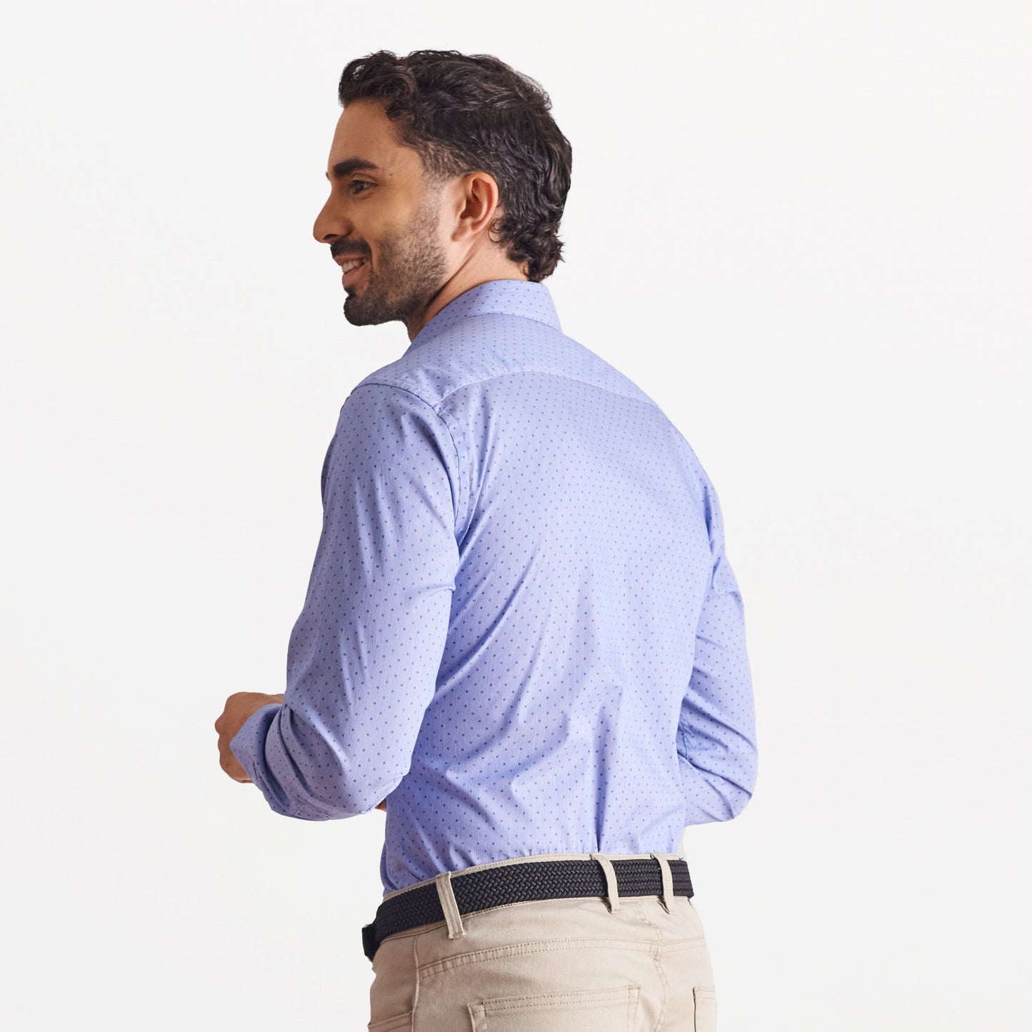 Camisa slim fit diseño a rayas con miniprints