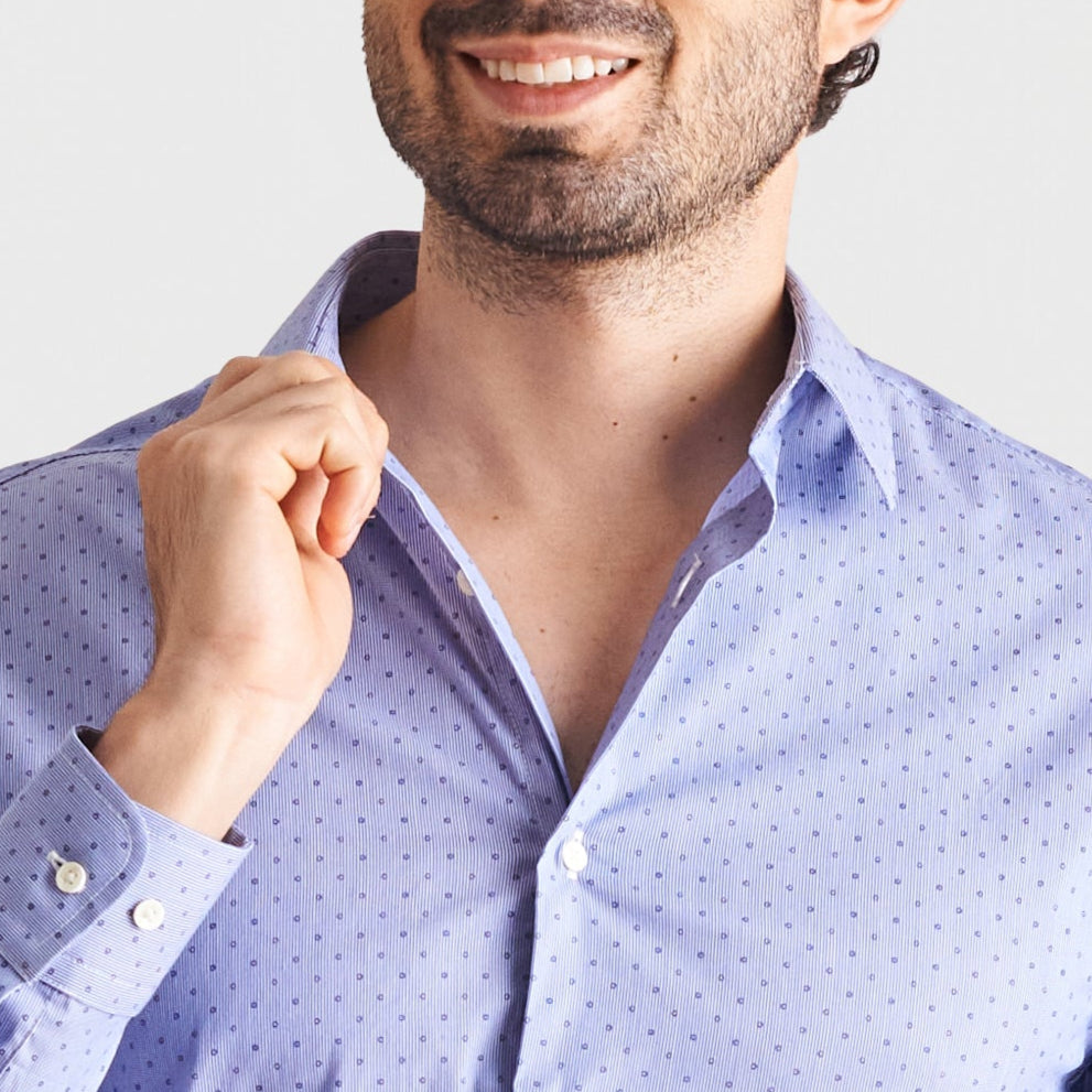 Camisa slim fit diseño a rayas con miniprints
