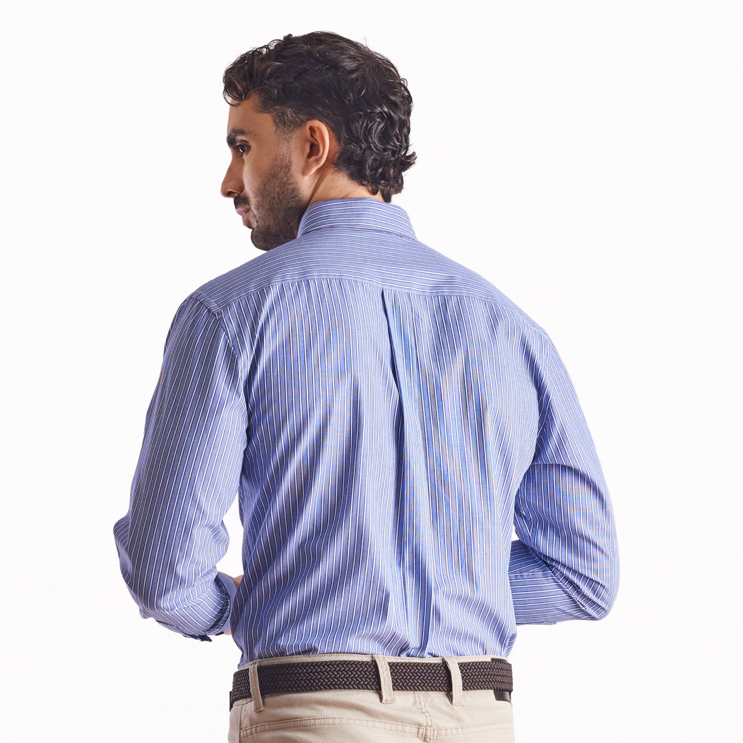Camisa regular fit a rayas color azul oscuro