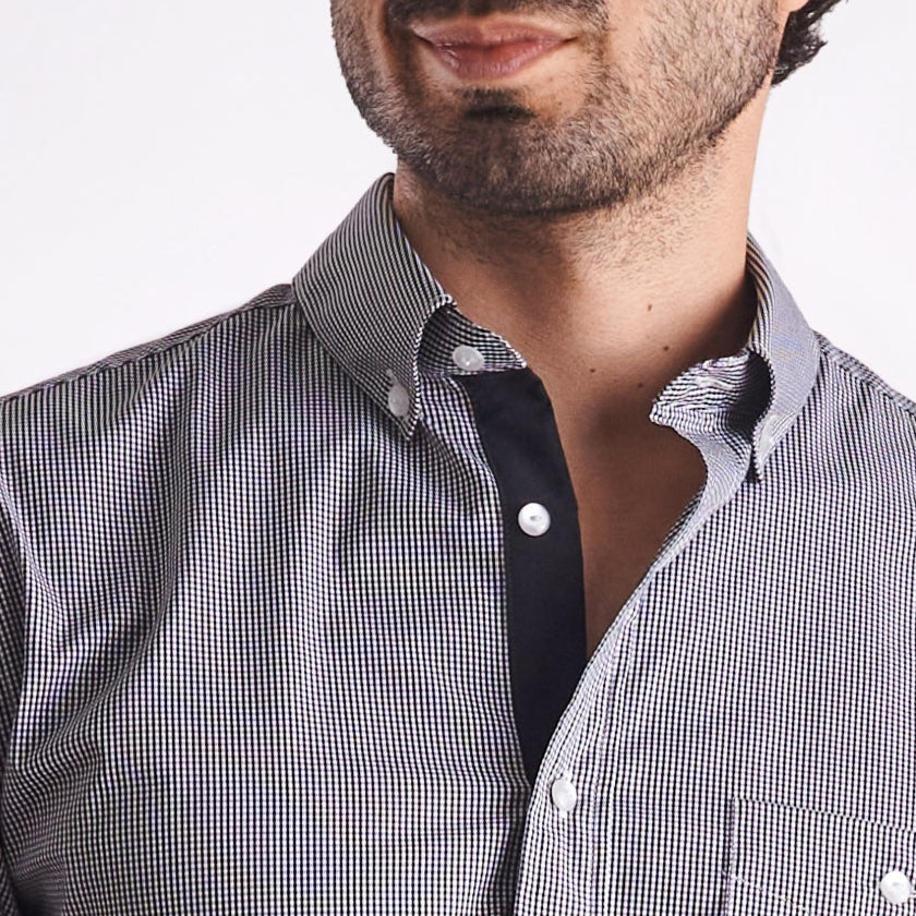 Camisa slim fit a cuadros color negro