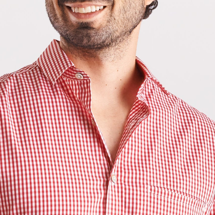 Camisa slim fit a cuadros color rojo