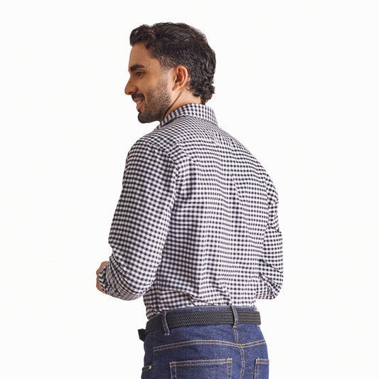 Camisa slim fit a cuadros color negro