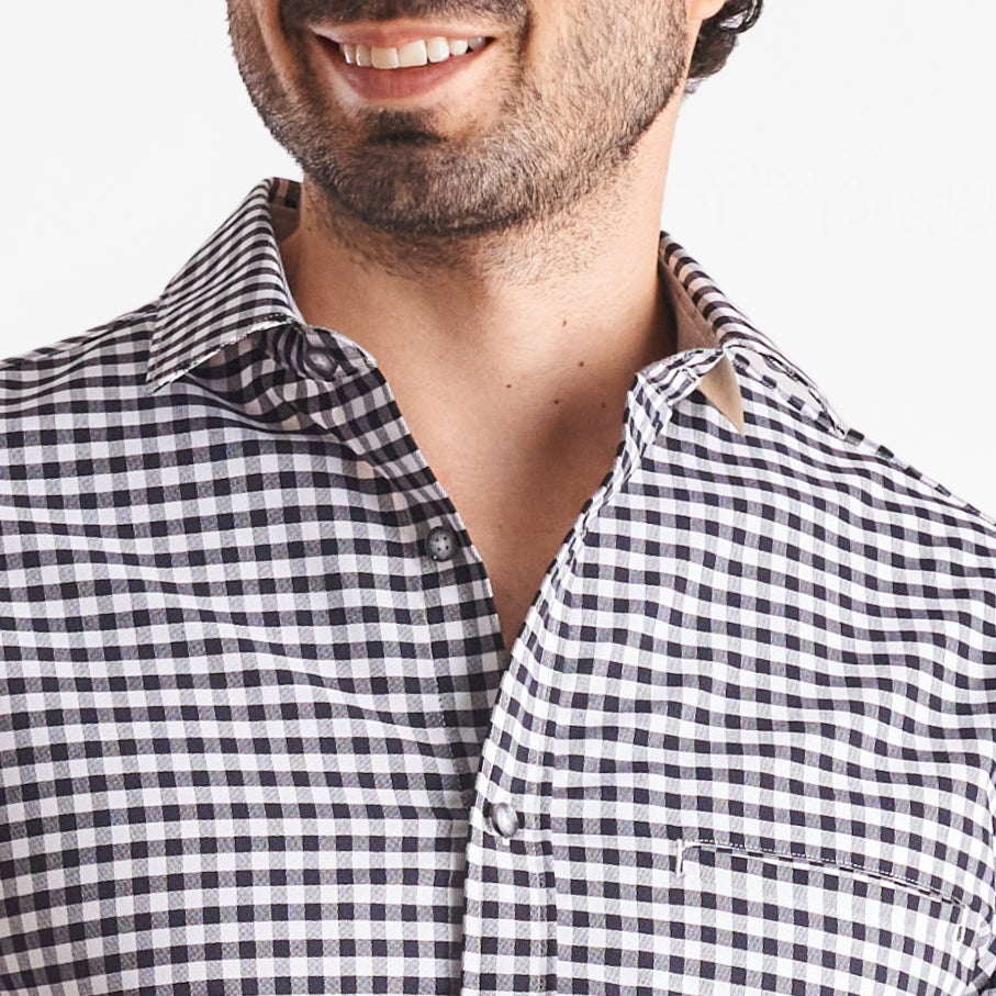 Camisa slim fit a cuadros color negro