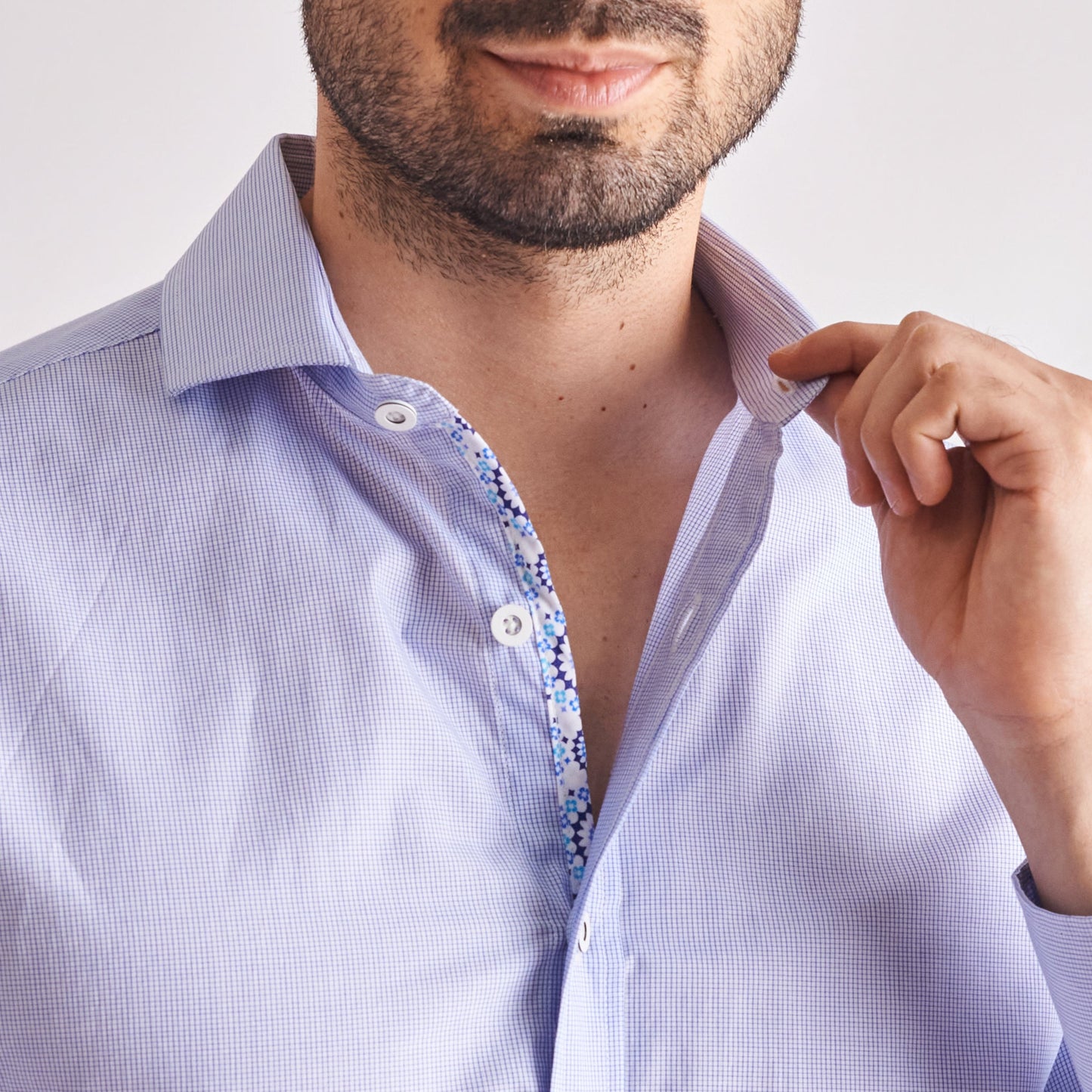 Camisa slim fit a cuadros color azul oscuro