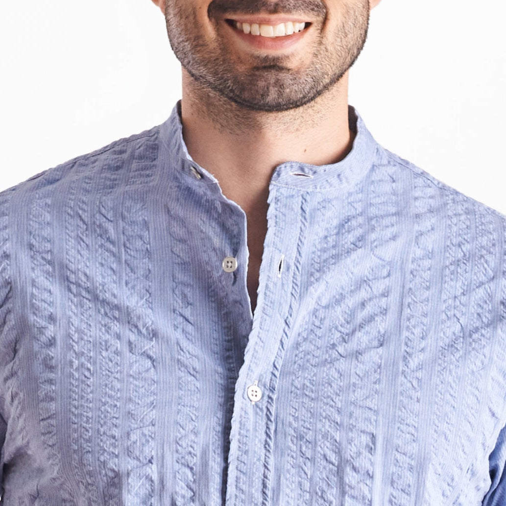 Camisa regular fit a rayas color azul oscuro (Copia)