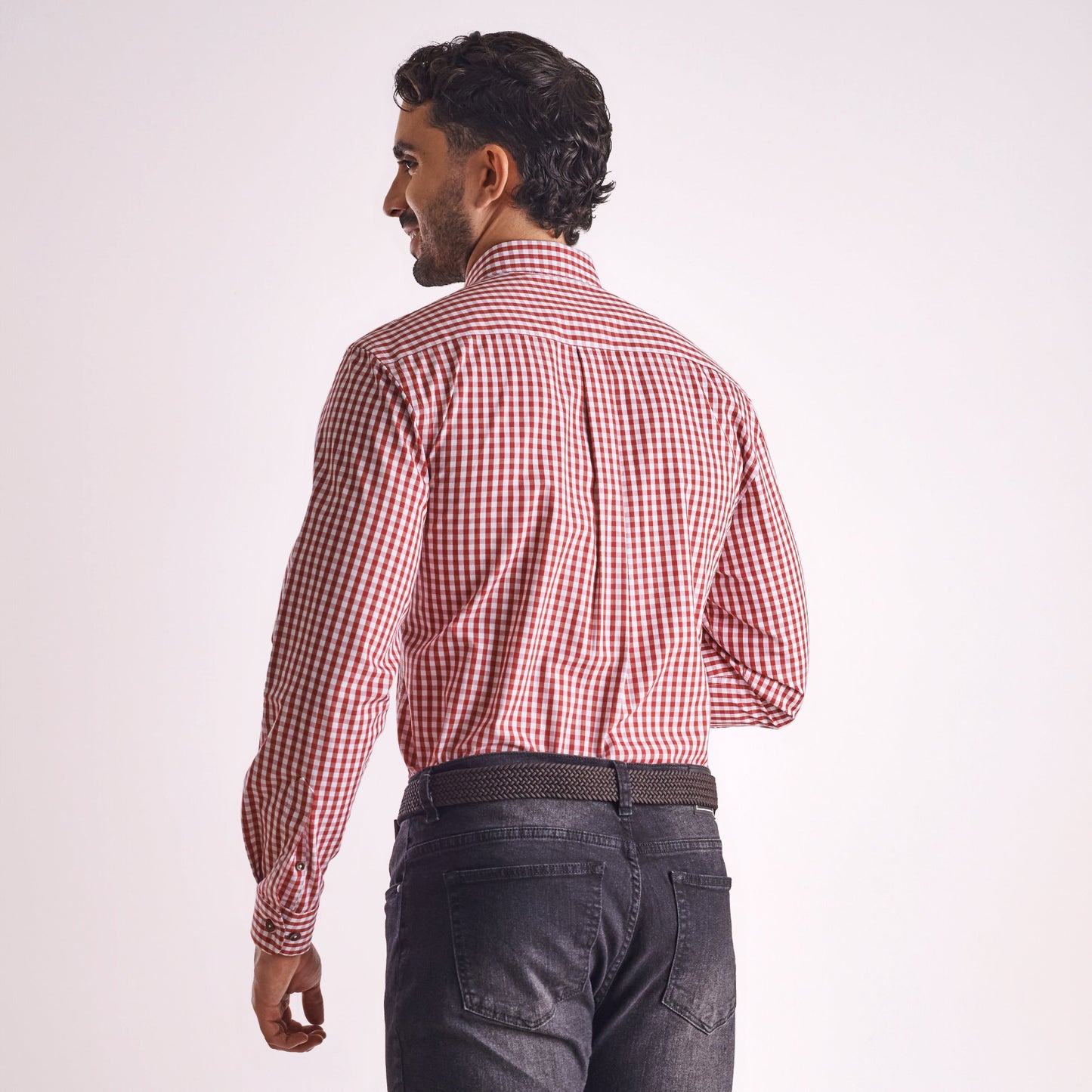 Camisa regular fit a cuadros color rojo