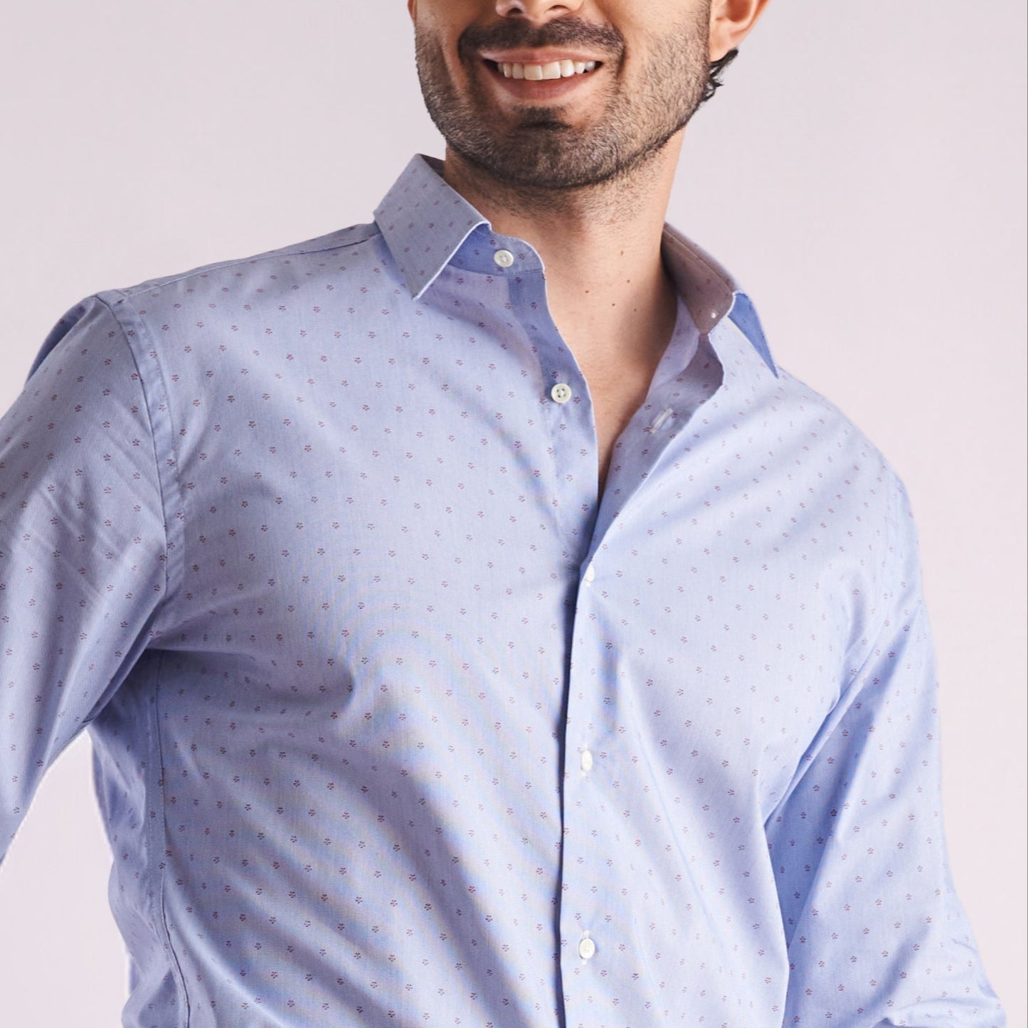 Camisa slim fit miniprints color azul medio