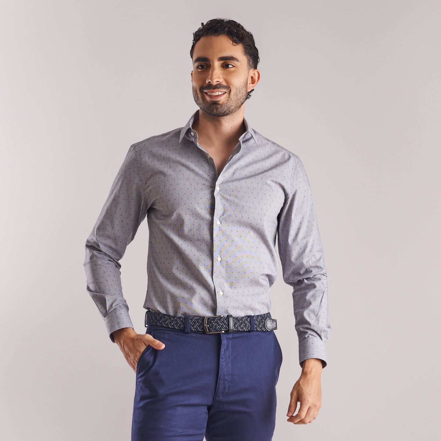 Camisa slim fit miniprints color negro