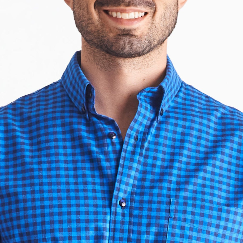 Camisa regular fit a cuadros azul oscuro