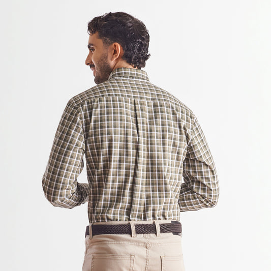 Camisa regular fit a cuadros verde medio