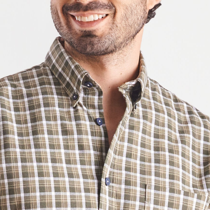 Camisa regular fit a cuadros verde medio