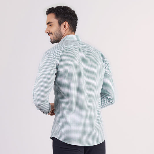 Camisa slim fit a cuadros color verde claro