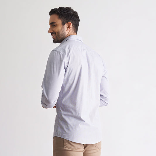 Camisa slim fit mini cuadros color azul oscuro