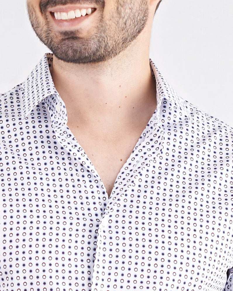 Camisa manga larga slim fit con miniprints