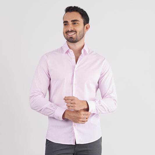 Camisa slim fit color rosado claro