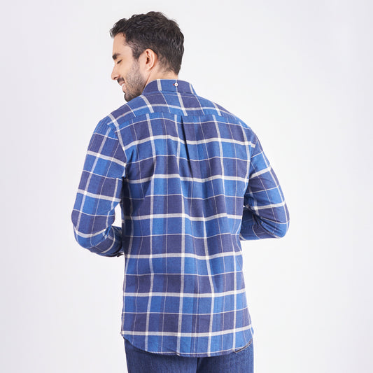 Camisa manga larga a cuadros color azul oscuro