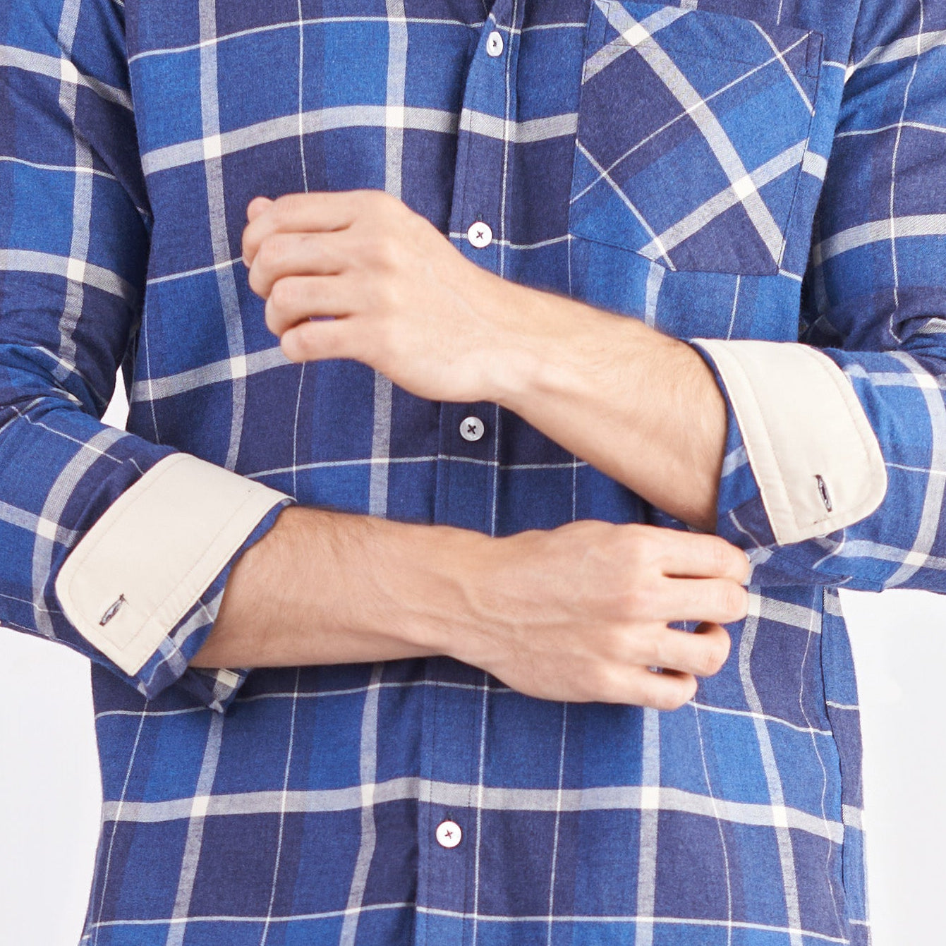 Camisa manga larga a cuadros color azul oscuro