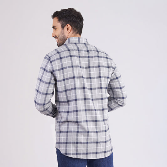 Camisa regular fit a cuadros color gris