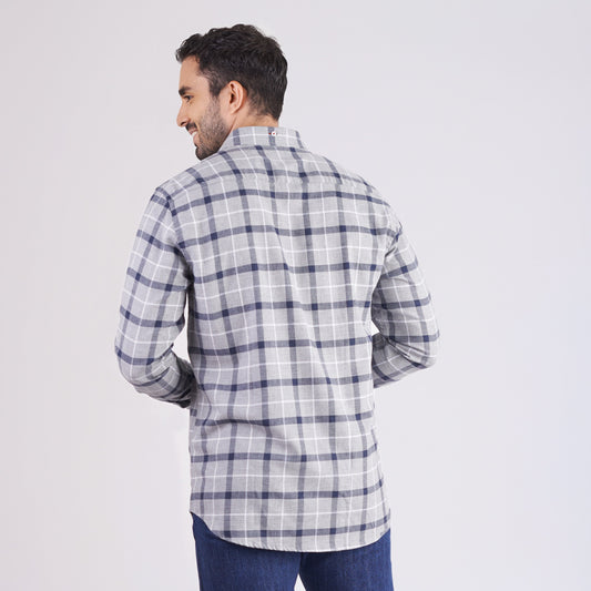 Camisa regular fit a cuadros color gris