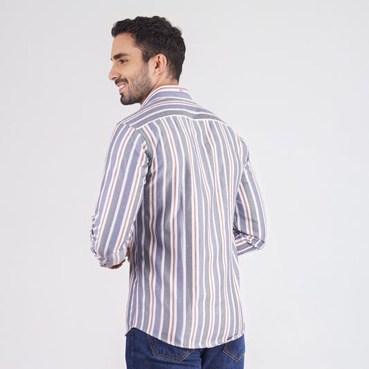 Camisa slim fit a rayas color azul oscuro