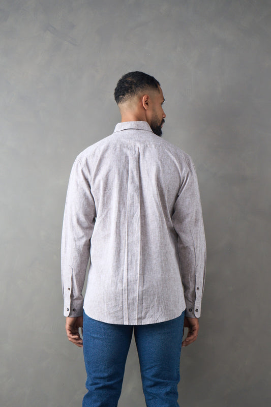 Camisa manga larga regular fit café