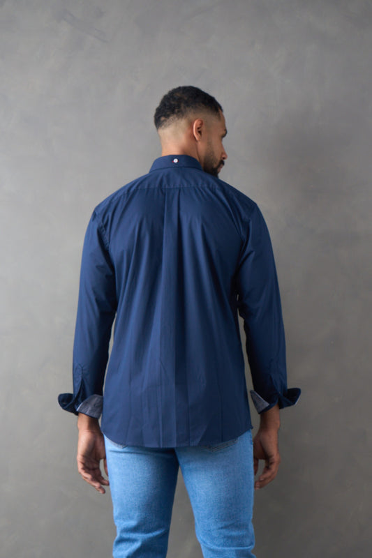 Camisa manga larga regular fit navy