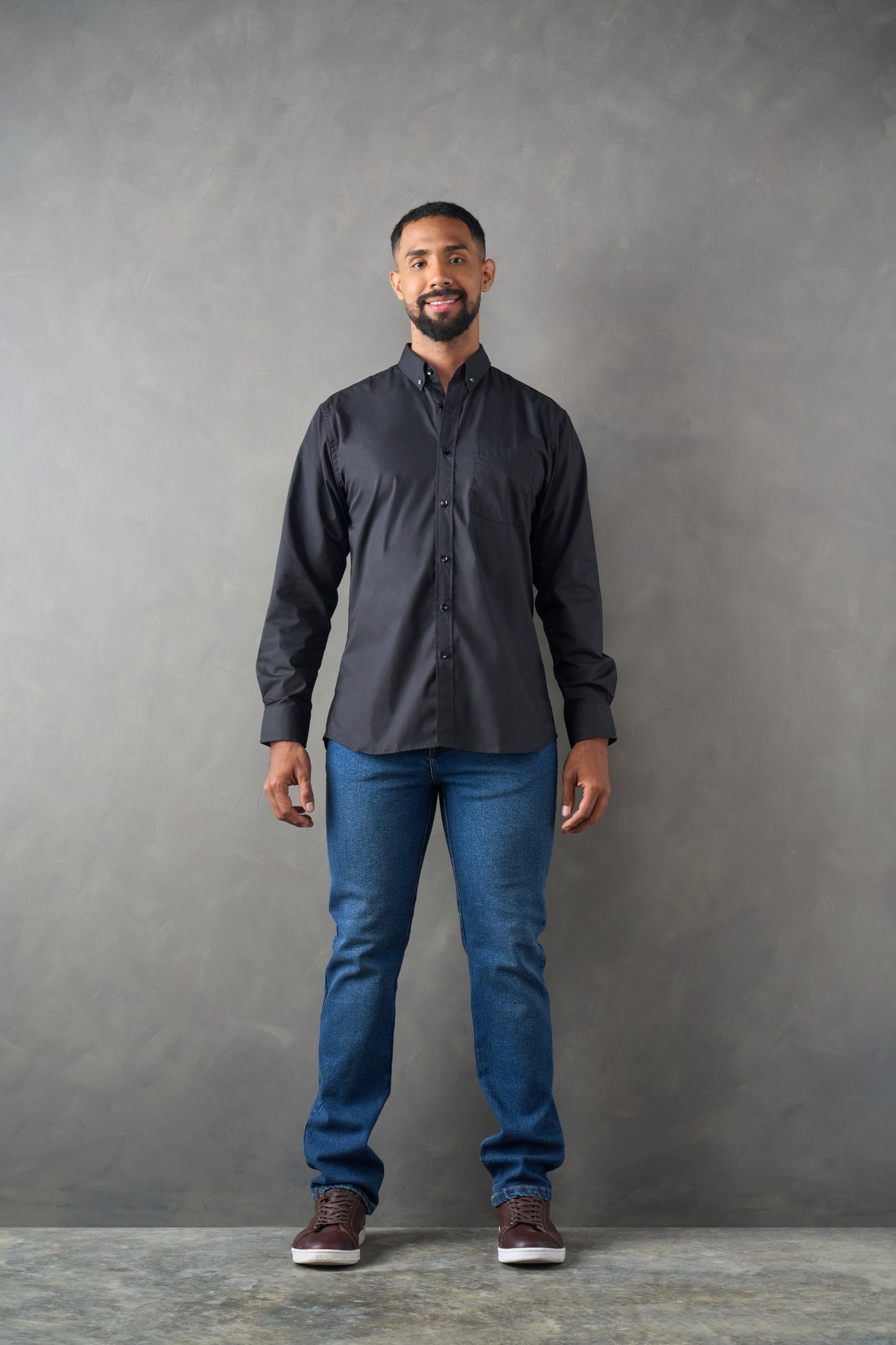 Camisa manga larga regular fit negro