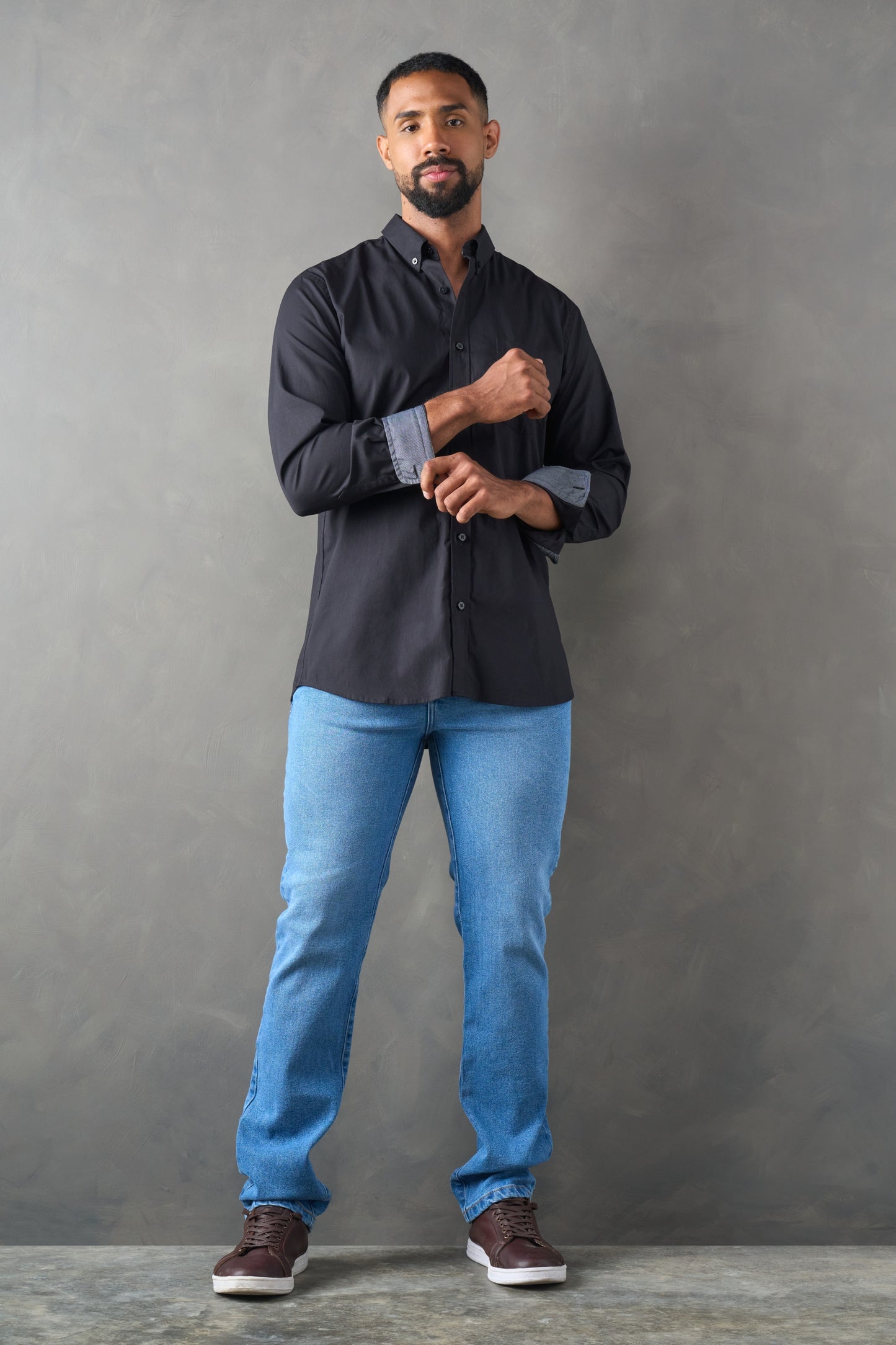 Camisa manga larga regular fit negro