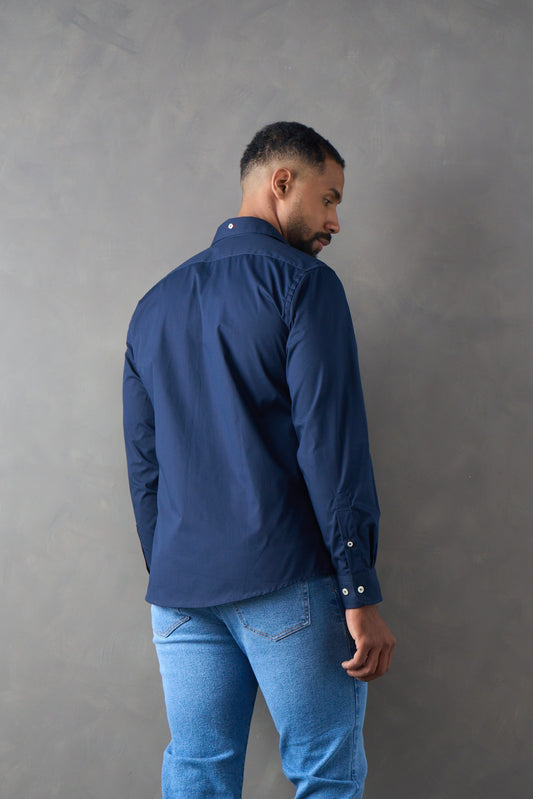 Camisa manga larga slim fit navy
