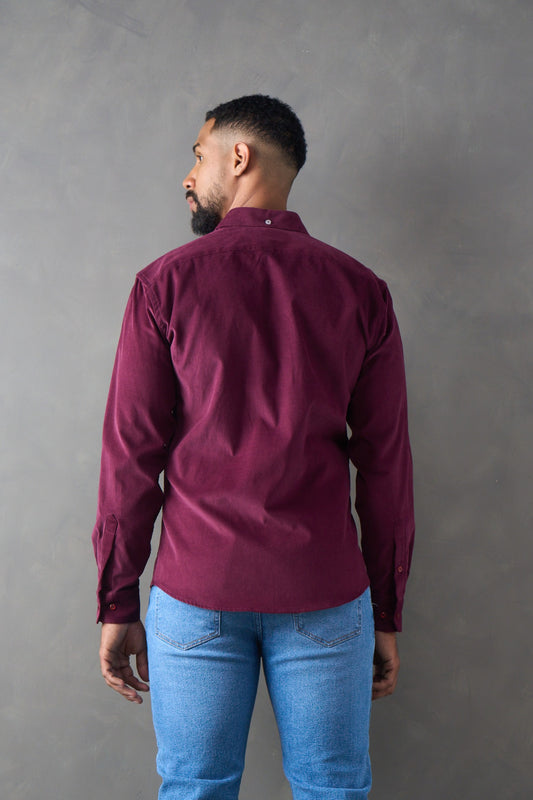 Camisa manga larga corduroy vinotinto