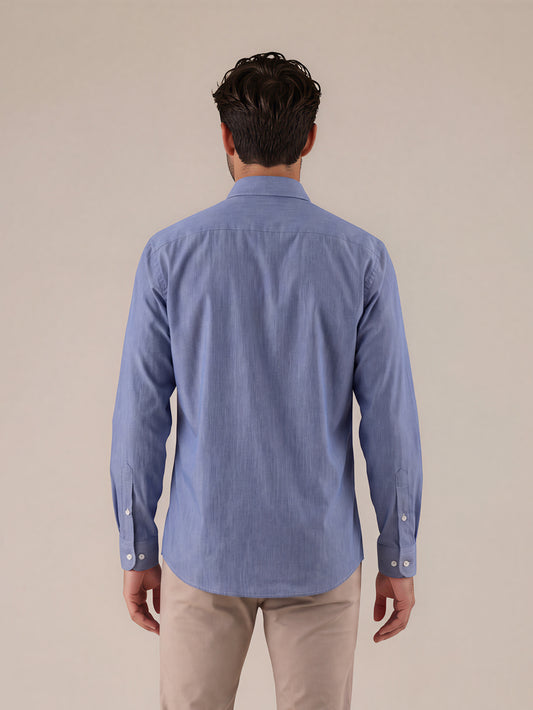 Camisa slim fit mil rayas azul oscuro