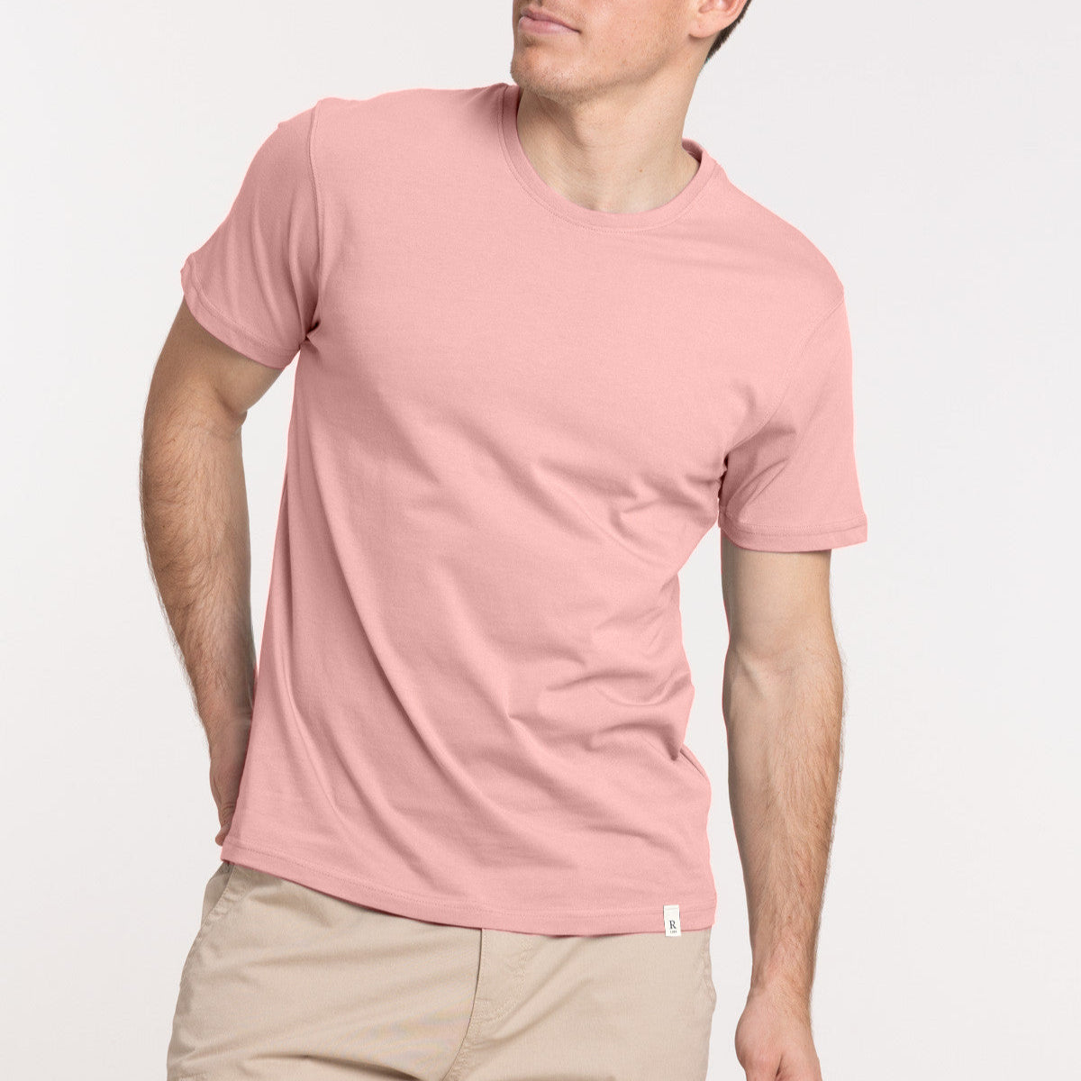 Camiseta cuello redondo rosado claro