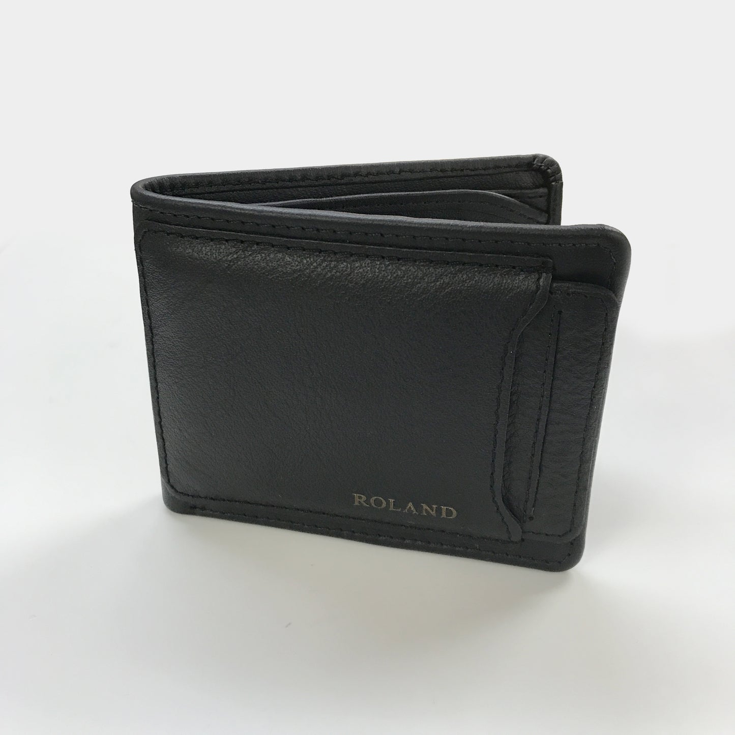 Billetera de cuero color negro con tarjetero extraíble