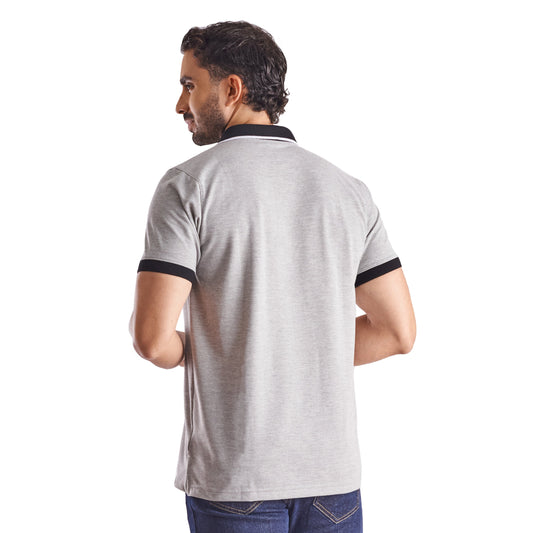 Camiseta tipo polo regular fit color gris medio