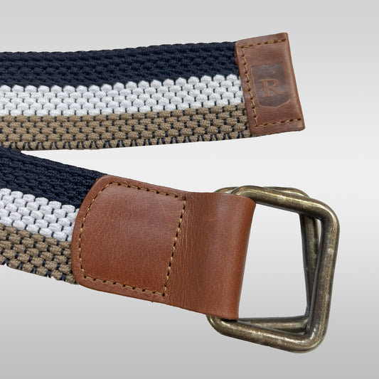 Cinturón trenzado doble hebilla color azul oscuro