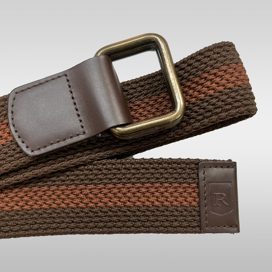 Cinturón trenzado doble hebilla color café